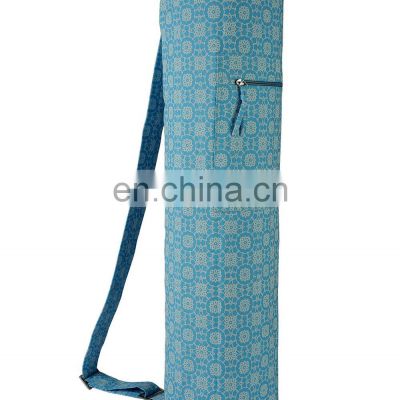 cotton screen printed Best Design hot sale Drawstring Yoga mat bag Indian supplier