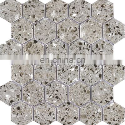 grey cement decorative material terrazzo pattern foshan ceramic mosaic tile C655314