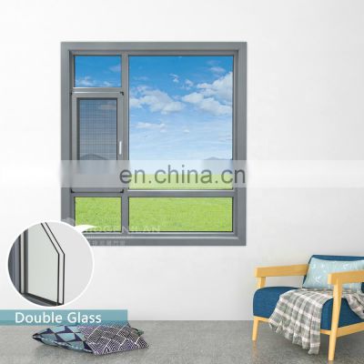 Luxury aluminum alloy swing double glass window designs