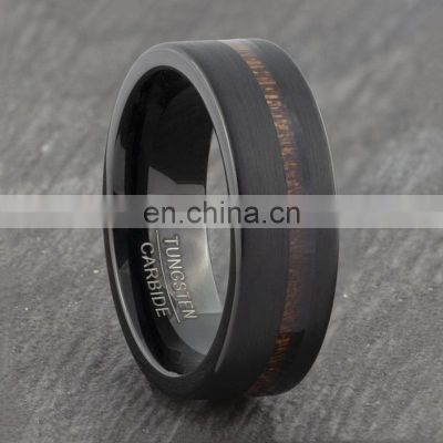 Black Wood GrainStainless Steel Ring Men's Fashion Ring Accessories