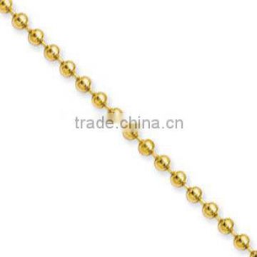 Men's Bead Link Necklace Gold Plated Stainless Steel 3MM Chain Necklace