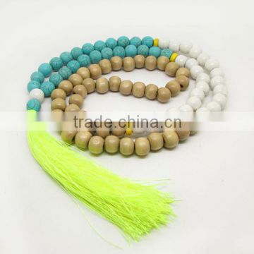 NE2262 Fashion hand knotted wooden beads tassel necklace                        
                                                Quality Choice