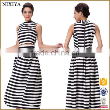 Fashion Design Black and White Stripe Suit For Girls