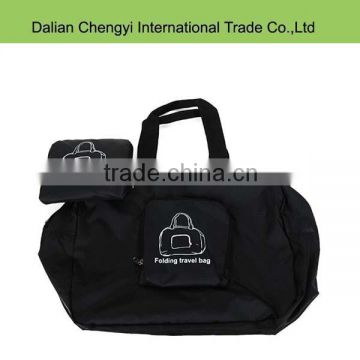 Foldable promotional unisex polyester travel luggage shoulder bag