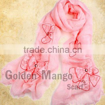 100% linen fashion scarf with embroidery
