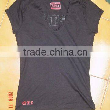 V'Neck T.shirts with Back Emb