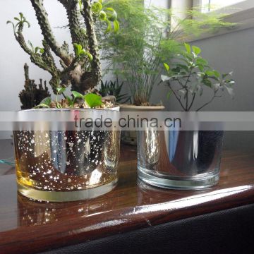 Electroplate gold mercury glass votive jar