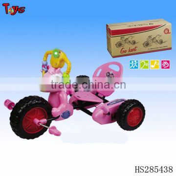 Funny plastic & metal 3 wheels pedal car with light and music