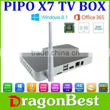 Free shipping PIPO X7 Mini PC TV BOX Quad-Core Intel Atom Z3736F 2.16GHz Wins 8.1 OS With Bing TV Player 2GB/32GB Cable