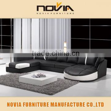 black genuine leather home comfortable sofa sets , France hot selling sofas 201