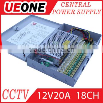 18 channels 250W 20A 12 volt CCTV power supply