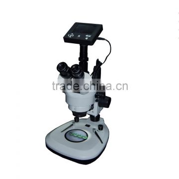 Digital trinocular stereo microscope with LCD camera