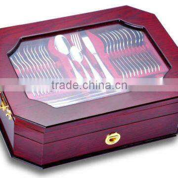 72pcs 84pcs 130pcs cutlery set with wooden box or leather box