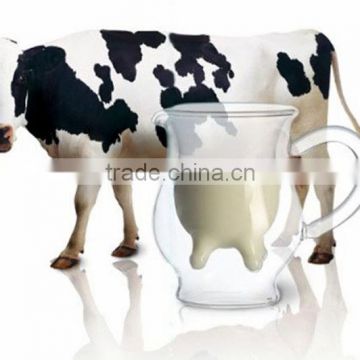 creative double wall glass milk cup drinking water glass