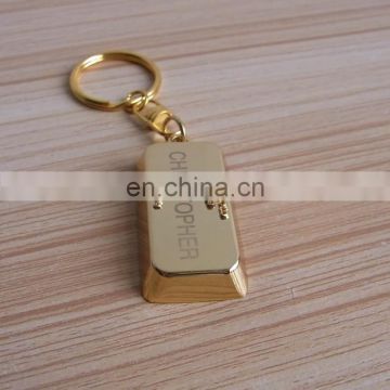 custom gold brick keychains, customized logolaser engraving gold bullion key tags