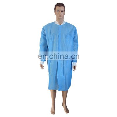 Non Woven Lab Coat For Doctor Uniform Knit Cuffs And Collar