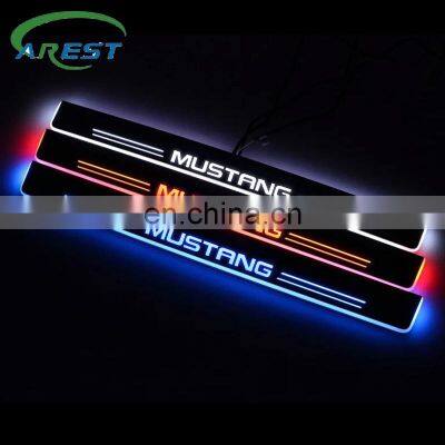 LED Door Sill Streamed Light For FORD MUSTANG Convertible 2014-2020 Scuff Plate Acrylic Door Sills Car Sticker Accessories