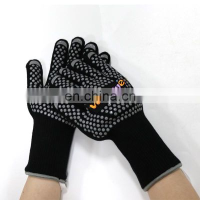 Wholesale heat resistant 1472F aramid barbeque gloves silicone oven hand protection bbq grill gloves