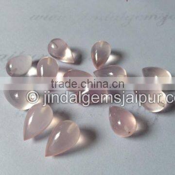 AAA Quality Loose Gemstone Rose Quartz Smooth Half Drill Drops Back Drill