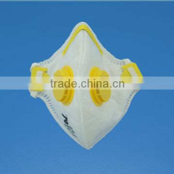 high filtering protective face dust mask with two valve & ce/iso