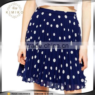 2016 Summer Women Pleated Mini Skirt In Polka Dot Ladies Daily Wear