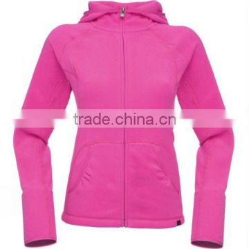 Elegant design fitted women's pink hoodie fleece jacket