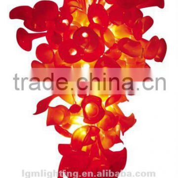 Red color Hand-blown glass drop lamp PG007