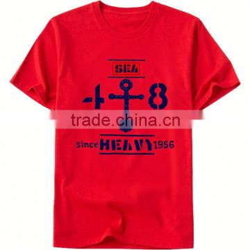 free design factory cheap wholesale fancy men red ship logo t-shirt high quality hot selling