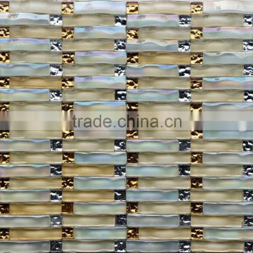 Foshan Supplier Basket Wave Glass Mosaic for Wall Decoration PCT002