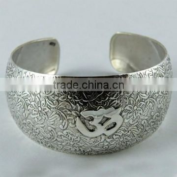 OM !! Oxidized 925 Sterling Silver Bangle, Silver Jewellery India, Indian Silver Jewellery Supplier