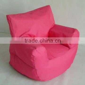 Fabric beanbag chair with armrest and back support