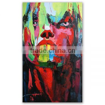 Woman face art oil painting with heavy textured
