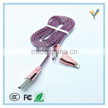 Yijiali custom logo universal 2in1 mobile micro usb coaxial cable