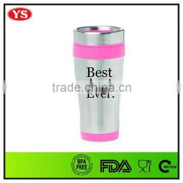 food grade insulated 16oz stainless steel personalized coffee mug with screw lid