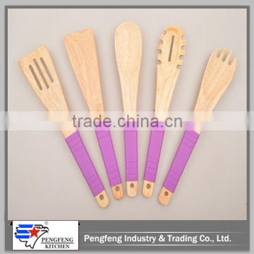 beautiful in desigh LFGB testing wooden kitchenware with silicone handle