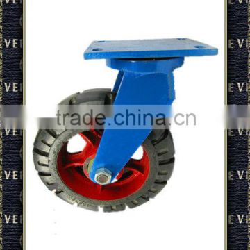 Hardware Super Heavy Duty Industrial Iron Core Black Rubber Biaxial Skidproof Rotating Castor Wheel