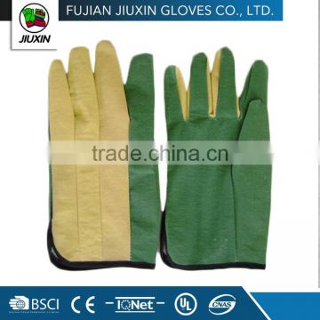 JX68A113 Industrial Non Slip Full PVC impregnated gloves green palm