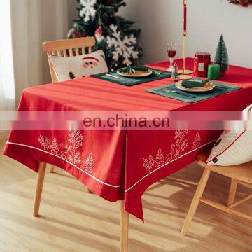 Hot selling  Christmas decoration table cover custom embroidery tablecloth with Christmas tree