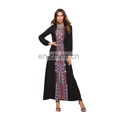 Boho Long Sleeve Maxi Women Dress Bohemian Elegant Casual Long Dresses Muslim Khaki Grey Loose Autumn Fashion Clothes New