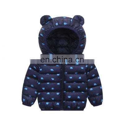 Lasted Design Bear Print Windbreaker Kids Baby Winter Cotton Padding Jacket Children Unsix Padded Coat Baby Jacket
