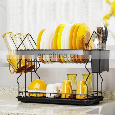 Dish Drying Rack with Drainboard  Rust-Resistant 2 Tier Dish Rack for Kitchen Counter Dish Drainer
