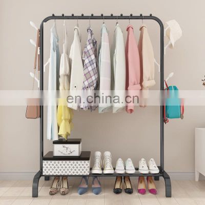 Multifunctional Single Pole Black Color Laundry Clothes Drying Rack Hanger