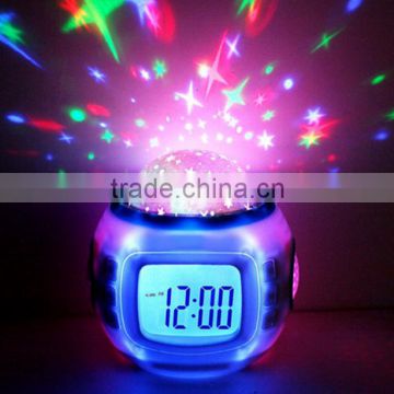 Music Starry Star Sky Digital Led Projection Projector Alarm Clock Calendar Thermometer