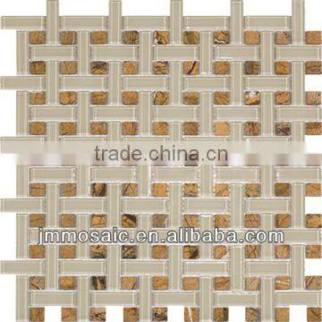 15x15x4mm / 6mm / 8mm Light Brown Stone mix Glass Mosaic Tile