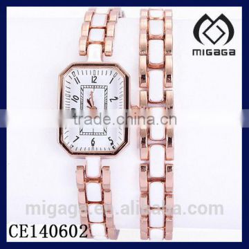fashion quartz watch with enamel chain-alloy enamel chain quartz watch for women