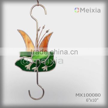 MX100080 decorative metal hanging hook with stained glass frog craft decoration