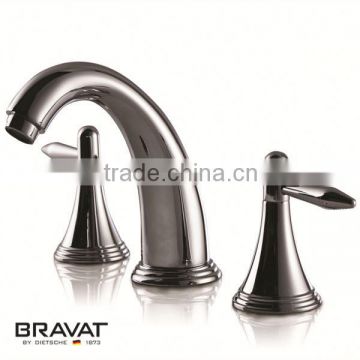 3-hole wash basin faucet curved dual handle high quality plating F21177C