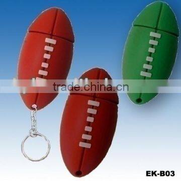 pvc Football shaped 2GB USB flash drive with keychain