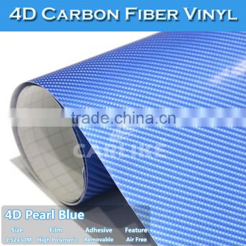 Newest Glossy Jewelry Blue 4D Carbon Fiber Vinyl Car Sticker With Air Bubble Free 1.52x30M