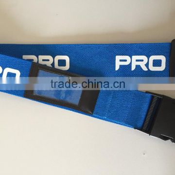 Customized blue luggage belt/High quality luggage belt/polyester luggage belt with name card pocket